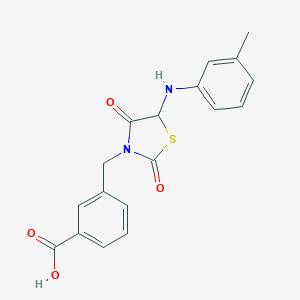 molecular formula C18H16N2O4S B228114 3-[[5-(3-Methylanilino)-2,4-dioxo-1,3-thiazolidin-3-yl]methyl]benzoic acid 