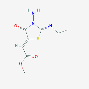 molecular formula C8H11N3O3S B228229 Methyl [3-amino-2-(ethylimino)-4-oxo-1,3-thiazolidin-5-ylidene]acetate 
