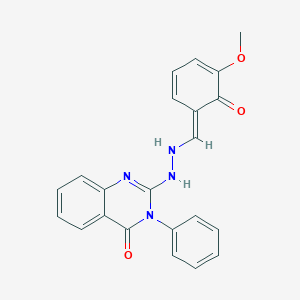 molecular formula C22H18N4O3 B228287 2-[2-[(E)-(5-methoxy-6-oxocyclohexa-2,4-dien-1-ylidene)methyl]hydrazinyl]-3-phenylquinazolin-4-one 