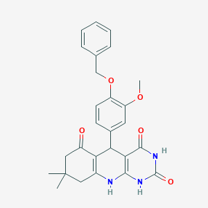 molecular formula C27H27N3O5 B228304 5-[4-(benzyloxy)-3-methoxyphenyl]-2,4-dihydroxy-8,8-dimethyl-5,8,9,10-tetrahydropyrimido[4,5-b]quinolin-6(7H)-one 