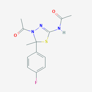 molecular formula C13H14FN3O2S B228316 N-[4-acetyl-5-(4-fluorophenyl)-5-methyl-4,5-dihydro-1,3,4-thiadiazol-2-yl]acetamide 
