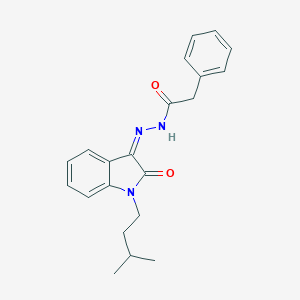 molecular formula C21H23N3O2 B228324 N-[(Z)-[1-(3-methylbutyl)-2-oxoindol-3-ylidene]amino]-2-phenylacetamide 
