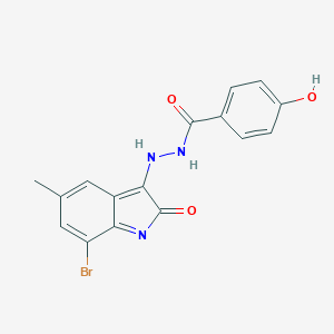 molecular formula C16H12BrN3O3 B228330 N'-(7-bromo-5-methyl-2-oxoindol-3-yl)-4-hydroxybenzohydrazide 