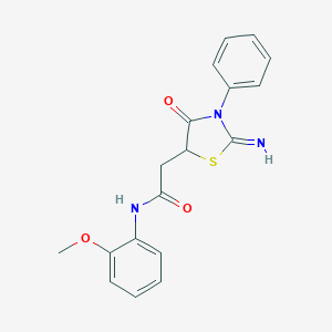 molecular formula C18H17N3O3S B228333 2-(2-imino-4-oxo-3-phenyl-1,3-thiazolidin-5-yl)-N-(2-methoxyphenyl)acetamide 