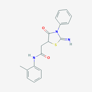 molecular formula C18H17N3O2S B228339 2-(2-imino-4-oxo-3-phenyl-1,3-thiazolidin-5-yl)-N-(2-methylphenyl)acetamide 