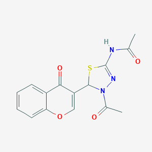 molecular formula C15H13N3O4S B228340 N-[4-acetyl-5-(4-oxo-4H-chromen-3-yl)-4,5-dihydro-1,3,4-thiadiazol-2-yl]acetamide 