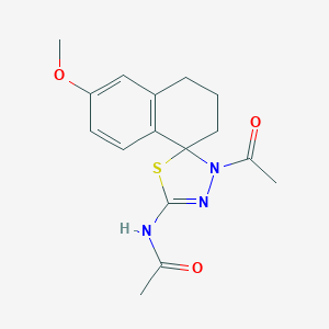 molecular formula C16H19N3O3S B228343 N-(3'-acetyl-6-methoxy-3,4-dihydro-2H,3'H-spiro[naphthalene-1,2'-[1,3,4]thiadiazol]-5'-yl)acetamide 