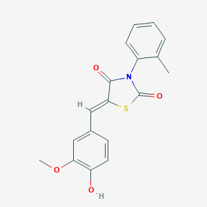 molecular formula C18H15NO4S B228386 5-(4-Hydroxy-3-methoxybenzylidene)-3-(2-methylphenyl)-1,3-thiazolidine-2,4-dione 