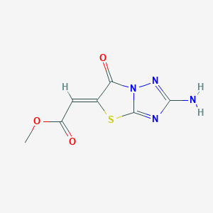 molecular formula C7H6N4O3S B228406 (2-Amino-6-oxo-thiazolo[3,2-b][1,2,4]triazol-5-ylidene)acetic acid, methyl ester 