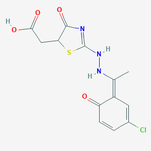 molecular formula C13H12ClN3O4S B228424 2-[2-[2-[(1Z)-1-(3-chloro-6-oxocyclohexa-2,4-dien-1-ylidene)ethyl]hydrazinyl]-4-oxo-1,3-thiazol-5-yl]acetic acid 