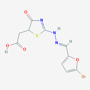 molecular formula C10H8BrN3O4S B228434 2-[2-[(2E)-2-[(5-bromofuran-2-yl)methylidene]hydrazinyl]-4-oxo-1,3-thiazol-5-yl]acetic acid 