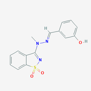 3-{(E)-[2-(1,1-dioxido-1,2-benzothiazol-3-yl)-2-methylhydrazinylidene]methyl}phenol