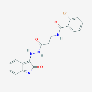 molecular formula C18H15BrN4O3 B228511 2-bromo-N-[3-oxo-3-[2-(2-oxoindol-3-yl)hydrazinyl]propyl]benzamide 