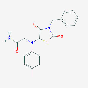 molecular formula C19H19N3O3S B228545 2-[(3-Benzyl-2,4-dioxo-thiazolidin-5-yl)-p-tolyl-amino]-acetamide 