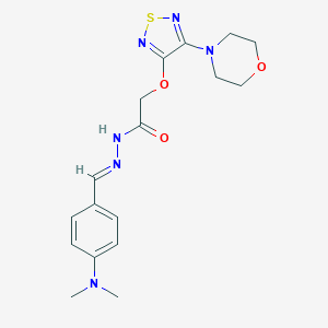molecular formula C17H22N6O3S B228555 N'-[4-(dimethylamino)benzylidene]-2-{[4-(4-morpholinyl)-1,2,5-thiadiazol-3-yl]oxy}acetohydrazide 
