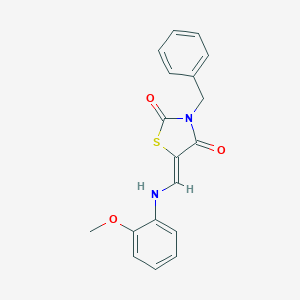 molecular formula C18H16N2O3S B228560 (5Z)-3-benzyl-5-[(2-methoxyanilino)methylidene]-1,3-thiazolidine-2,4-dione 