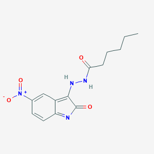 N'-(5-nitro-2-oxoindol-3-yl)hexanehydrazide