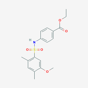 molecular formula C18H21NO5S B228972 Ethyl 4-{[(5-methoxy-2,4-dimethylphenyl)sulfonyl]amino}benzoate 