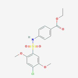 molecular formula C17H18ClNO6S B229077 Ethyl 4-{[(4-chloro-2,5-dimethoxyphenyl)sulfonyl]amino}benzoate 