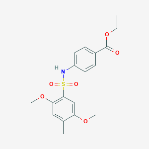 molecular formula C18H21NO6S B229080 Ethyl 4-{[(2,5-dimethoxy-4-methylphenyl)sulfonyl]amino}benzoate 
