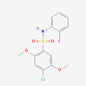 molecular formula C14H13ClFNO4S B229089 4-chloro-N-(2-fluorophenyl)-2,5-dimethoxybenzenesulfonamide 