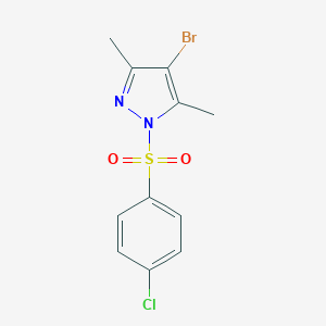 molecular formula C11H10BrClN2O2S B229127 Pyrazole, 4-bromo-1-(4-chlorophenylsulfonyl)-3,5-dimethyl- 