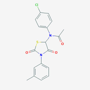 molecular formula C18H15ClN2O3S B229222 N-(4-chlorophenyl)-N-[3-(3-methylphenyl)-2,4-dioxo-1,3-thiazolidin-5-yl]acetamide 