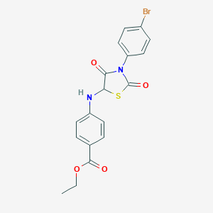 molecular formula C18H15BrN2O4S B229223 Ethyl 4-{[3-(4-bromophenyl)-2,4-dioxo-1,3-thiazolidin-5-yl]amino}benzoate 