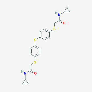 molecular formula C22H24N2O2S3 B229250 N-cyclopropyl-2-({4-[(4-{[2-(cyclopropylamino)-2-oxoethyl]sulfanyl}phenyl)sulfanyl]phenyl}sulfanyl)acetamide 