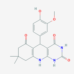 molecular formula C20H21N3O5 B229275 5-(4-hydroxy-3-methoxyphenyl)-8,8-dimethyl-5,8,9,10-tetrahydropyrimido[4,5-b]quinoline-2,4,6(1H,3H,7H)-trione 