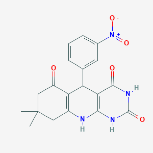 molecular formula C19H18N4O5 B229294 8,8-dimethyl-5-(3-nitrophenyl)-5,8,9,10-tetrahydropyrimido[4,5-b]quinoline-2,4,6(1H,3H,7H)-trione 