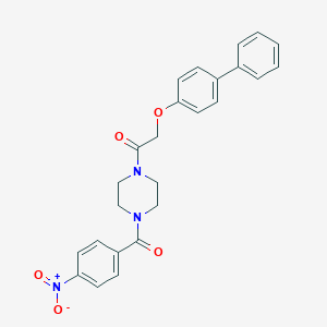 molecular formula C25H23N3O5 B229501 1-[([1,1'-Biphenyl]-4-yloxy)acetyl]-4-(4-nitrobenzoyl)piperazine 