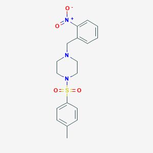 molecular formula C18H21N3O4S B229510 1-[(4-Methylphenyl)sulfonyl]-4-(2-nitrobenzyl)piperazine 