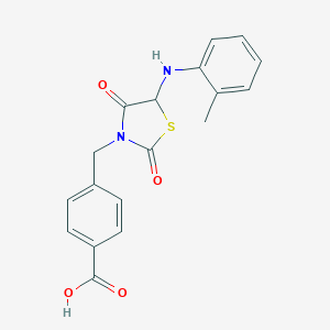molecular formula C18H16N2O4S B229530 4-{[2,4-Dioxo-5-(2-toluidino)-1,3-thiazolidin-3-yl]methyl}benzoic acid 