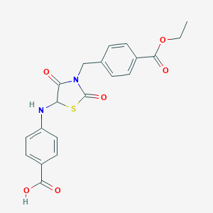 molecular formula C20H18N2O6S B229534 4-({3-[4-(Ethoxycarbonyl)benzyl]-2,4-dioxo-1,3-thiazolidin-5-yl}amino)benzoic acid 