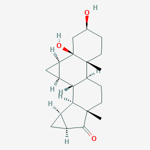 molecular formula C21H30O3 B022955 (1R,2R,4R,5R,7S,10R,11S,14S,16S,18S,19S)-5,7-dihydroxy-10,14-dimethylhexacyclo[9.8.0.02,4.05,10.014,19.016,18]nonadecan-15-one CAS No. 82543-16-6