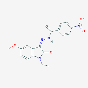 molecular formula C18H16N4O5 B229584 N-[(Z)-(1-ethyl-5-methoxy-2-oxoindol-3-ylidene)amino]-4-nitrobenzamide 