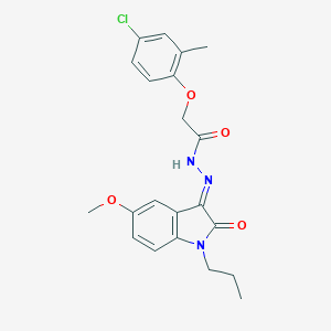 2-(4-chloro-2-methylphenoxy)-N-[(E)-(5-methoxy-2-oxo-1-propylindol-3-ylidene)amino]acetamide
