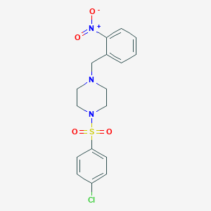 molecular formula C17H18ClN3O4S B229602 1-[(4-Chlorophenyl)sulfonyl]-4-(2-nitrobenzyl)piperazine 