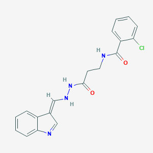 molecular formula C19H17ClN4O2 B229611 2-chloro-N-[3-[2-[(Z)-indol-3-ylidenemethyl]hydrazinyl]-3-oxopropyl]benzamide 