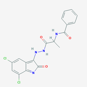 molecular formula C18H14Cl2N4O3 B229612 N-[1-[2-(5,7-dichloro-2-oxoindol-3-yl)hydrazinyl]-1-oxopropan-2-yl]benzamide 