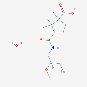 [3-[(3-Carboxy-2,2,3-trimethylcyclopentanecarbonyl)amino]-2-methoxypropyl]mercury;hydrate