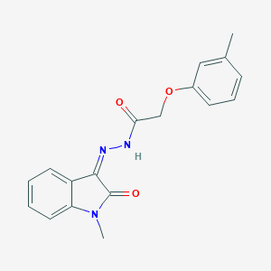 molecular formula C18H17N3O3 B229636 N-[(Z)-(1-methyl-2-oxoindol-3-ylidene)amino]-2-(3-methylphenoxy)acetamide 