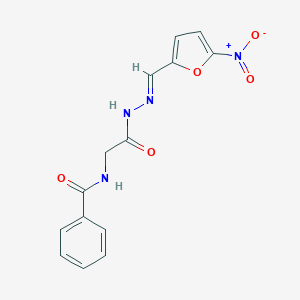 N-[2-[(2E)-2-[(5-nitrofuran-2-yl)methylidene]hydrazinyl]-2-oxoethyl]benzamide