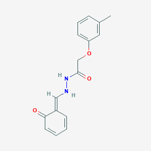 2-(3-methylphenoxy)-N'-[(E)-(6-oxocyclohexa-2,4-dien-1-ylidene)methyl]acetohydrazide