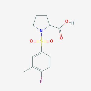 molecular formula C12H14FNO4S B229675 1-[(4-Fluoro-3-methylphenyl)sulfonyl]proline 