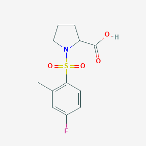 molecular formula C12H14FNO4S B229679 1-[(4-Fluoro-2-methylphenyl)sulfonyl]proline 