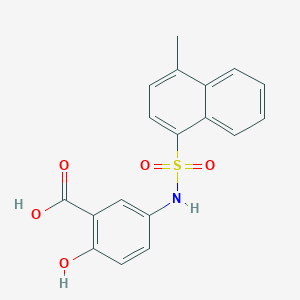 molecular formula C18H15NO5S B229752 2-Hydroxy-5-{[(4-methyl-1-naphthyl)sulfonyl]amino}benzoic acid 