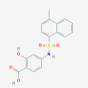 molecular formula C18H15NO5S B229753 2-Hydroxy-4-{[(4-methyl-1-naphthyl)sulfonyl]amino}benzoic acid 