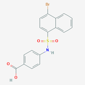 molecular formula C17H12BrNO4S B229803 4-{[(4-Bromo-1-naphthyl)sulfonyl]amino}benzoic acid 